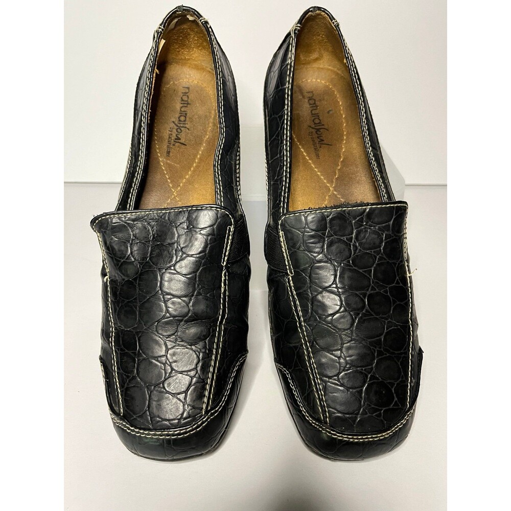 Naturalizer natural sole black leather croc pattern leather flat size 8.5